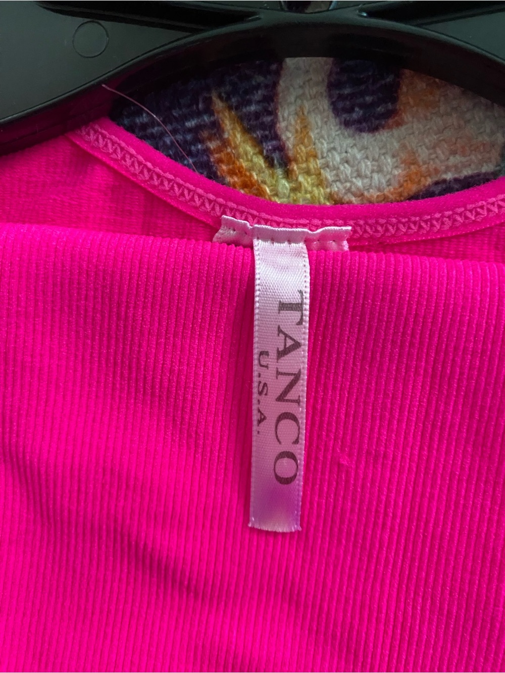 Bright Hot Pink Ribbed Racerback Tank Top by Tanco - Picture 5 of 5